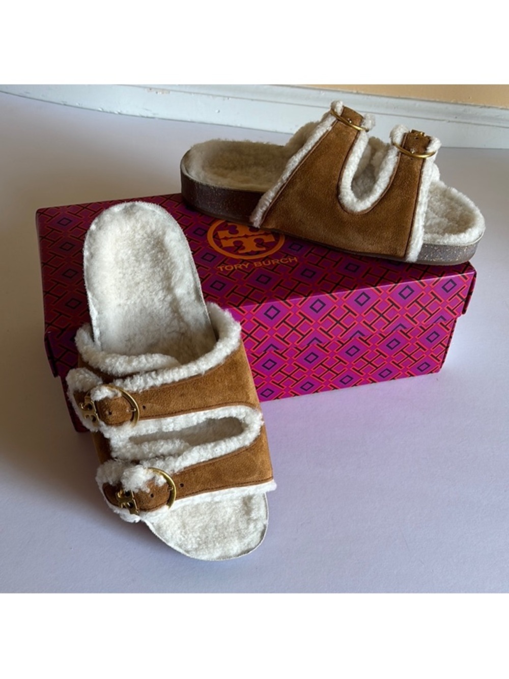 Tory Burch Anatomical Shearling Slides